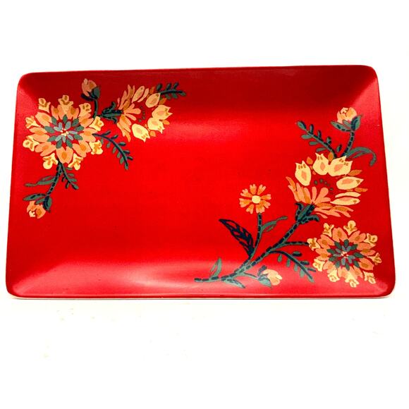 Threshold Melamine Tray Platter Red Floral Boho Gypsy Jewelry Trinkets 10" x 6" - Picture 2 of 6